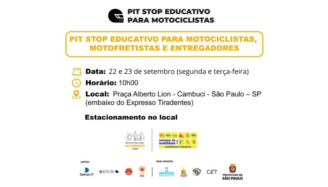 Ipem-SP participa do pit stop educativo para conscientizar os motociclistas durante a Semana Nacional de Trânsito e da Mobilidade